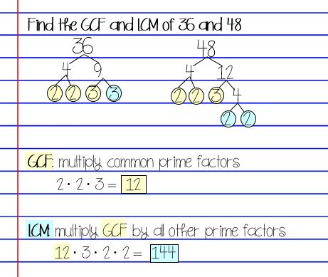 GCF and LCM factor trees