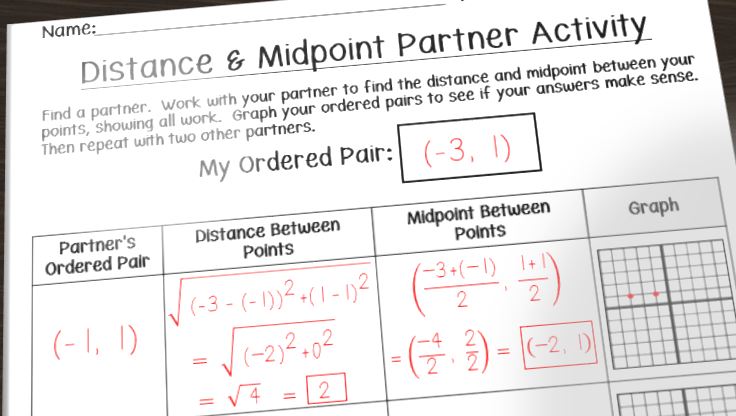 Midpoint And Distance Formula Worksheet