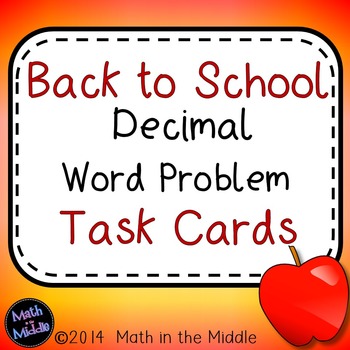 Back to School Decimal Math Word Problem Task Cards-image