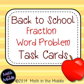 Back to School Fraction Math Word Problem Task Cards-image