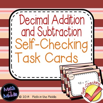 Decimal Addition & Subtraction Self Checking Task Cards-image