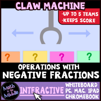 Operations with Negative Fractions Claw Machine Interactive Math Review Game-image