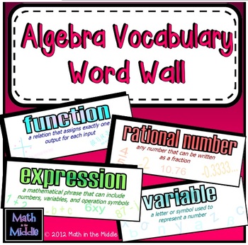 Algebra Word Wall, Algebra 1 Vocabulary