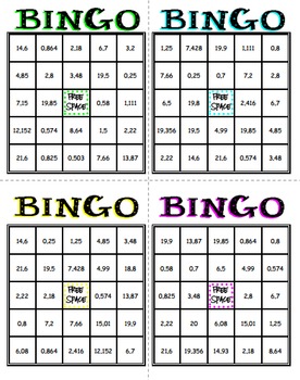 Decimal Operations Bingo - Math Review Game | Resources - Math in the ...