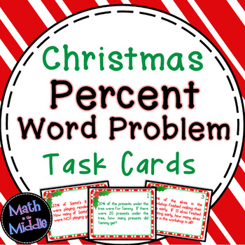 Christmas Percent Math Word Problem Task Cards-image