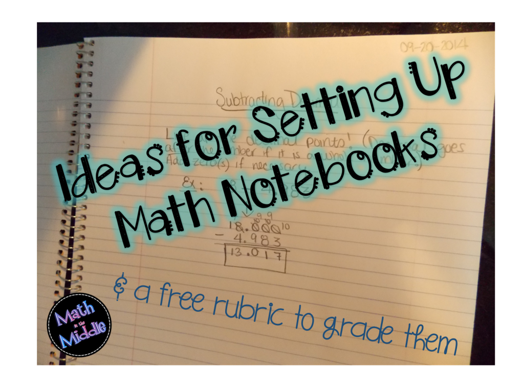 ideas for setting up math notebooks