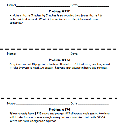180 Daily Middle School Word Problems| Problem of the Day| Math in the MIddle