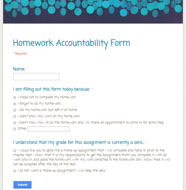 Math-in-the-middle.com| Homework Accountability Form