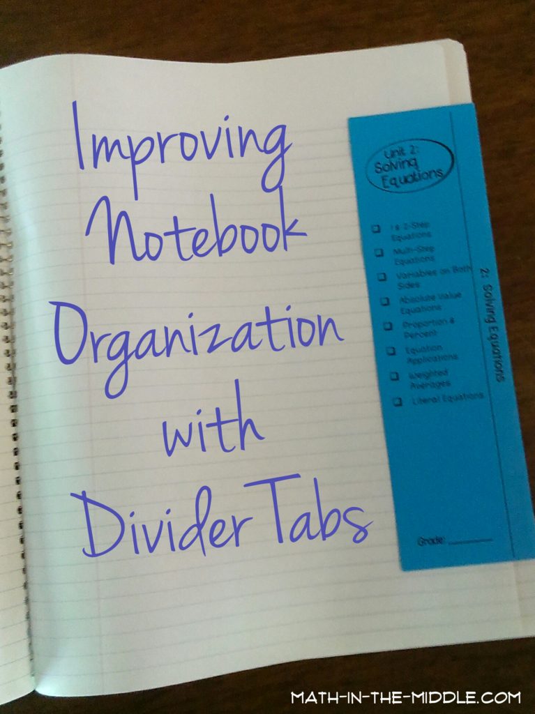 Notebook Divider Tabs: math-in-the-middle.com