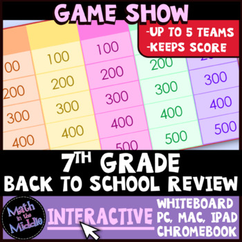 7th Grade Math Back to School Review Game Show-image