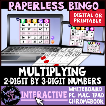 Multiplying 2 Digit by 3 Digit Numbers Interactive Bingo Review Game-image
